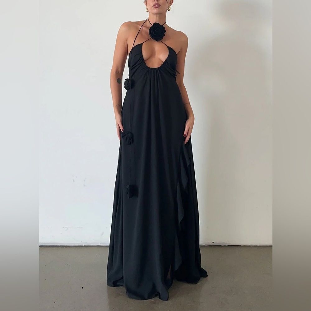 For Love & Lemons Desiree Maxi Black Dress Free People Size M - Picture 11 of 16
